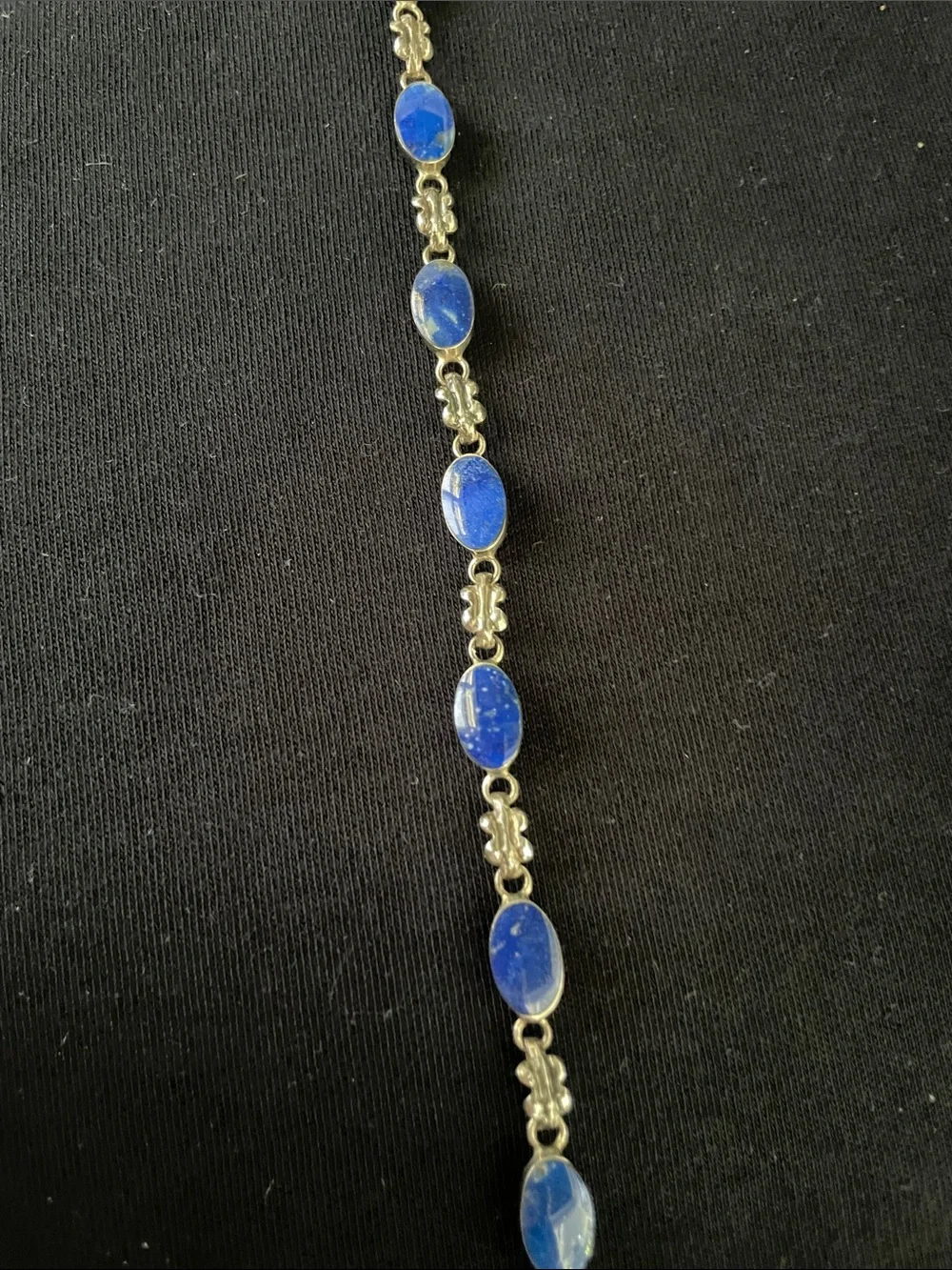 Blue Lapis lazuli Bracelet and Earrings Set